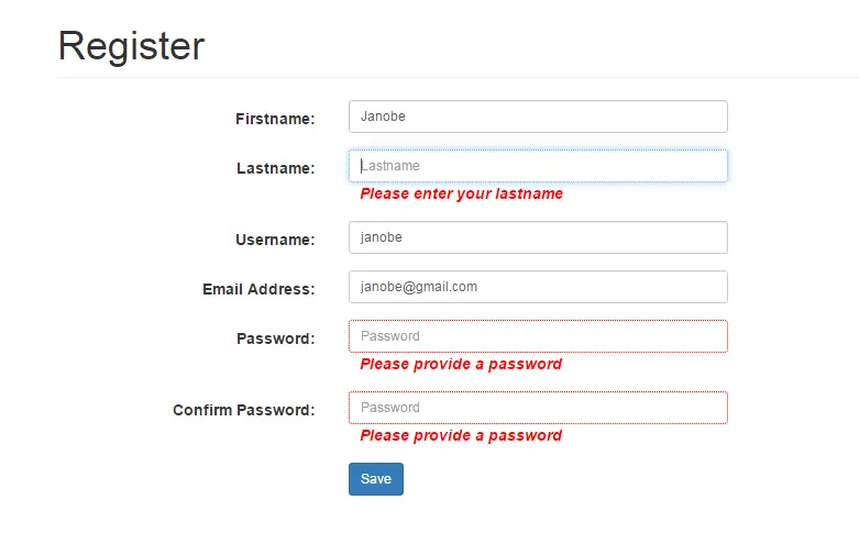 how to validate registration form in html