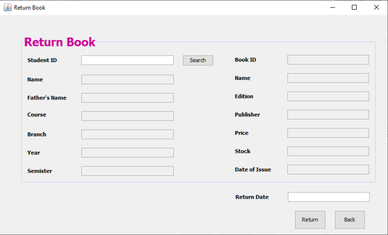 Library Management System Project In Java With Source Code