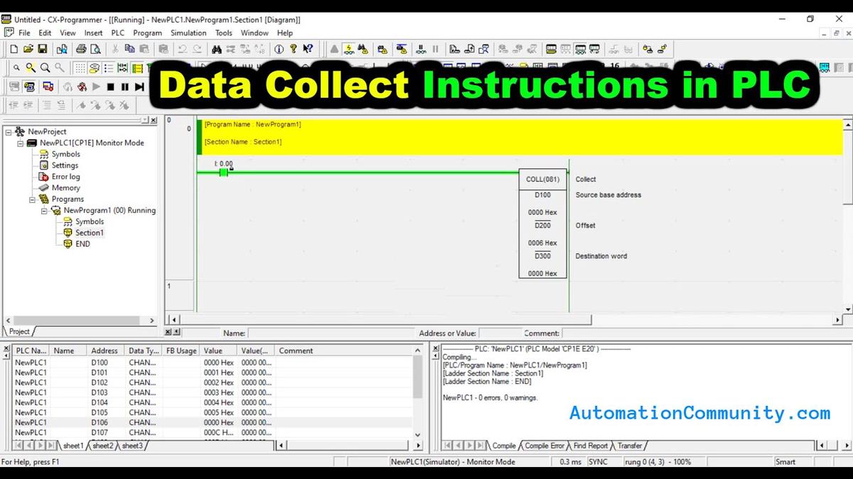 'Video thumbnail for Data Collect Instructions in PLC - Omron Course Tutorials'