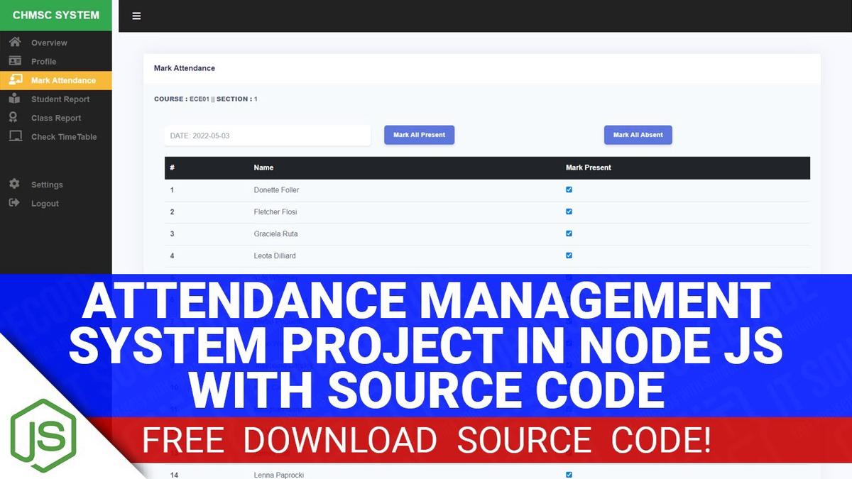 'Video thumbnail for Attendance Management System Project in Node JS with Source Code (Free Download) 2022'