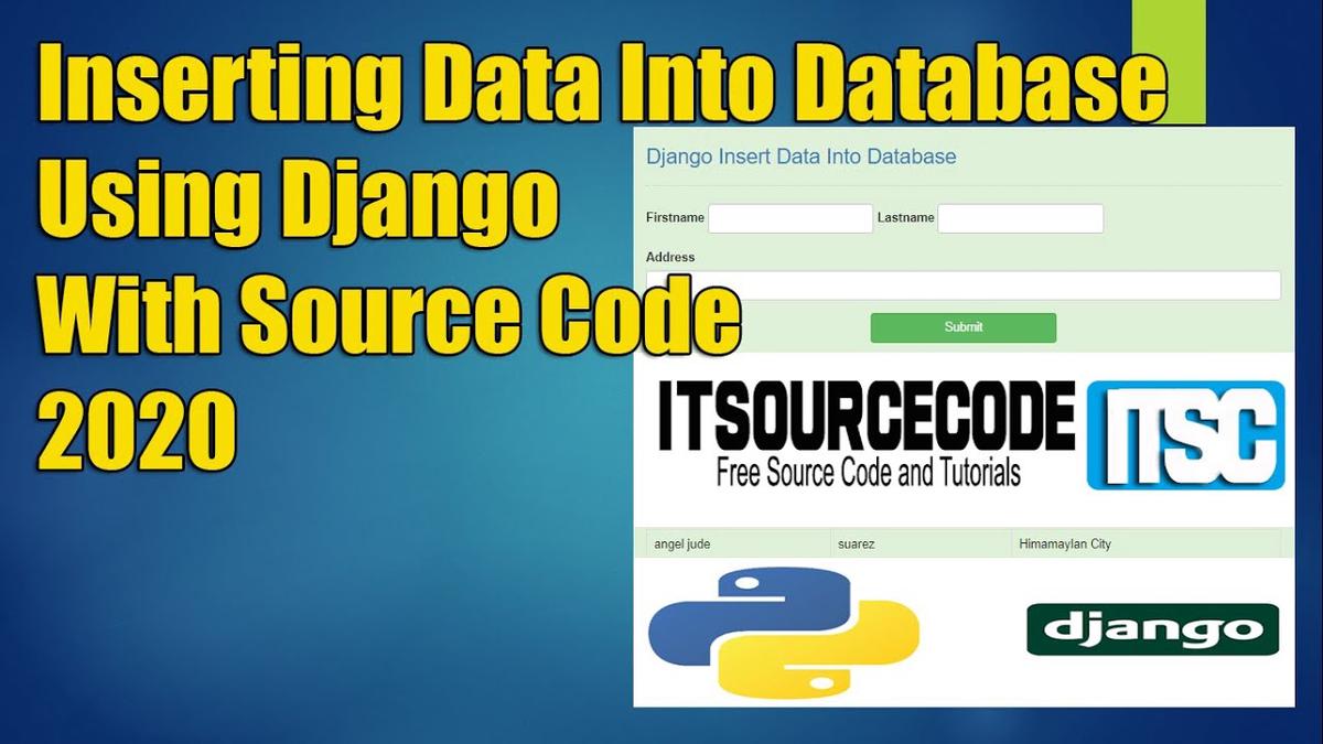 'Video thumbnail for Django Insert Data Into Database With Source Code 2021 | Python Django Projects With Source Code'