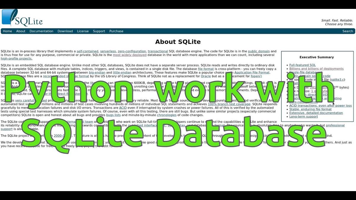 'Video thumbnail for How To Connect And Work With SQLite Database Using Python'