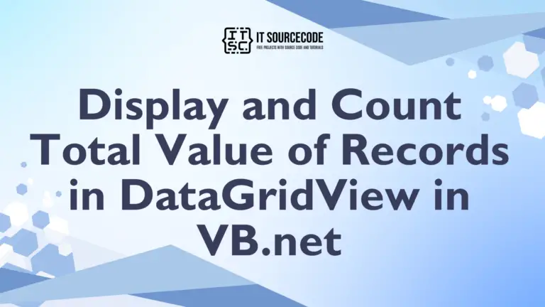 Display and Count Total Value of Records in DataGridView in VB.net