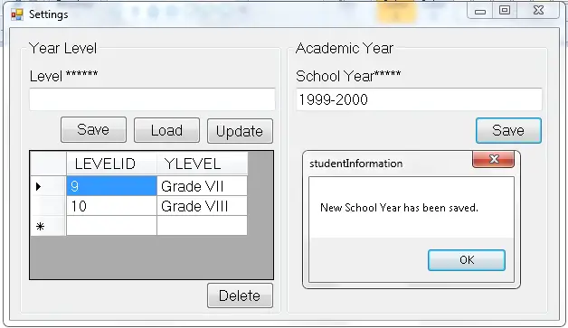 Add Academic Year