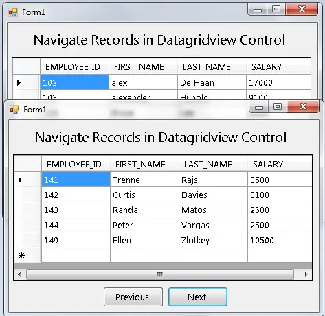 How to Navigate Records In the DataGridView Using Visual Basic 2008 And MySQL Database