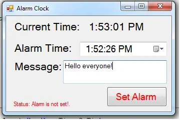 Simple alarm Clock using Visual Basic.Net