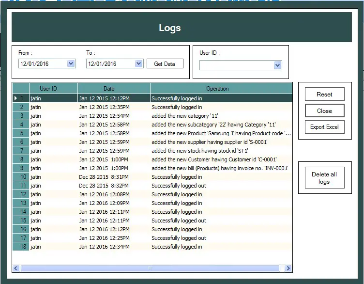 java code for simple inventory system