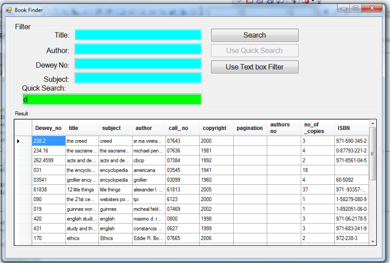 Book finder Using Visual basic.Net and Microsoft Access