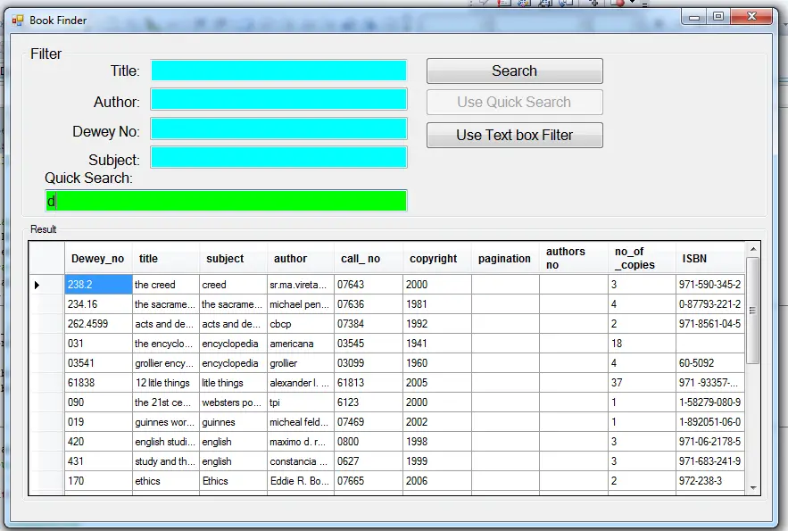 Book finder Using Visual basic.Net and Microsoft Access