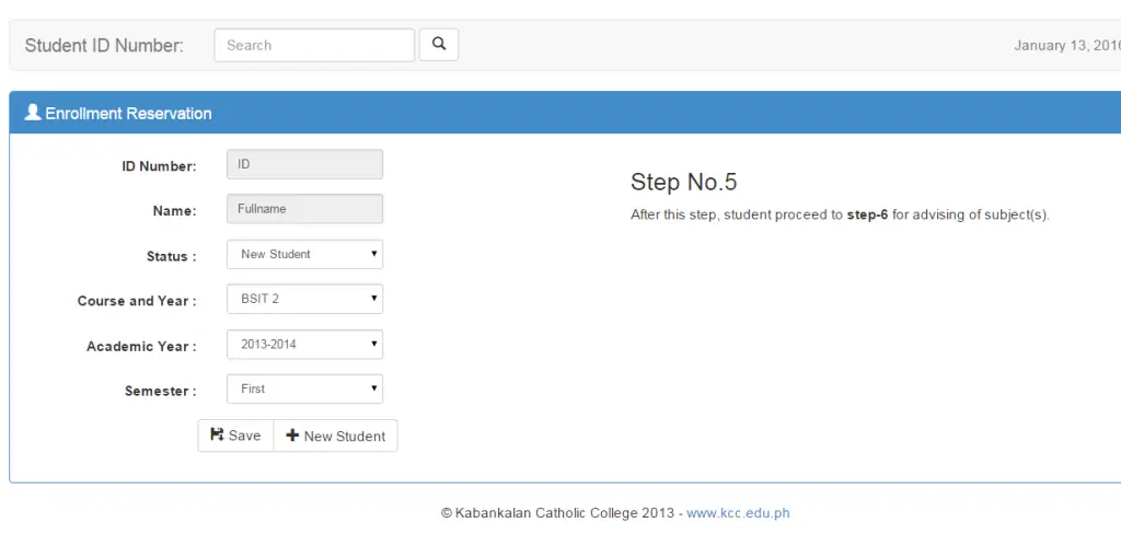 Online Registration System Reservation of Enrollment