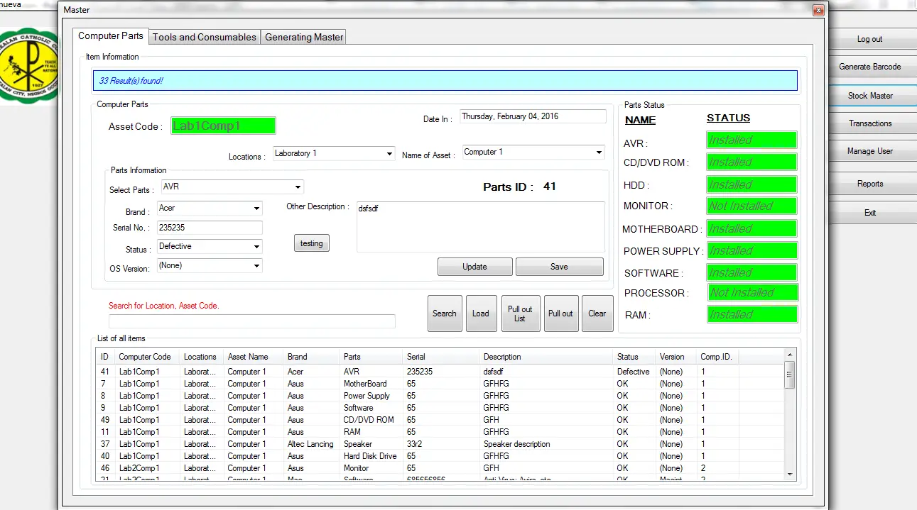 Computer Laboratory Inventory System for Kabankalan ...