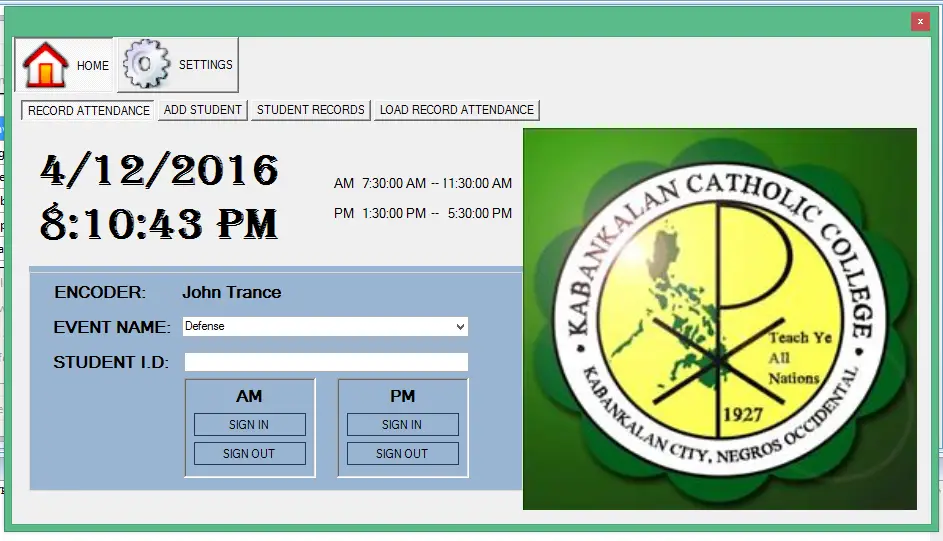 attendance monitoring System source code