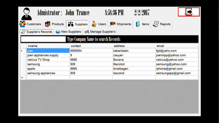 sales inventory system