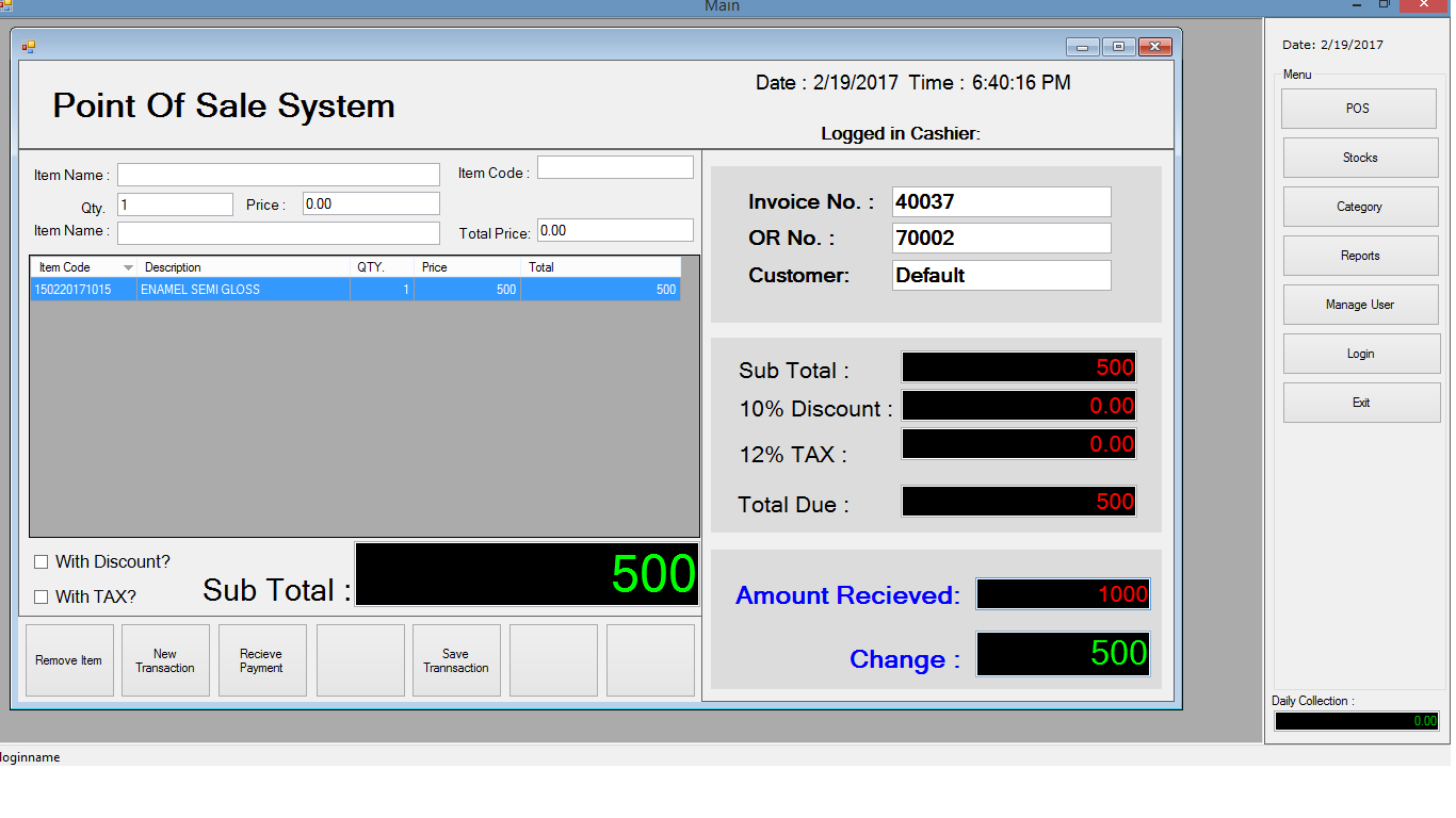 system source enrollment code POS using VB.Net/MySQL