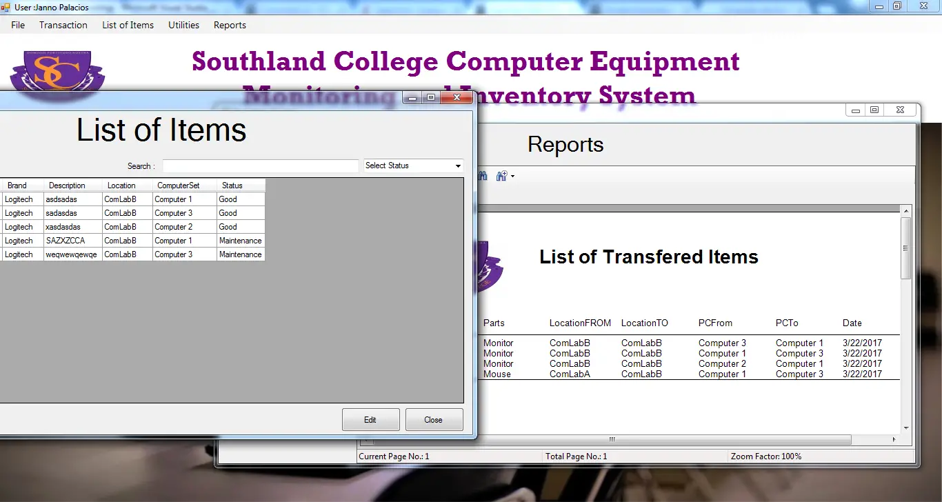 Computer Lab Inventory Management System Using Visual Basic.net and MySQL Database