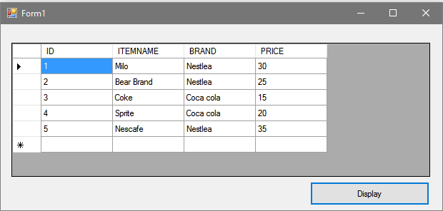 Displaying Data Table records in Datagridview using VB.Net