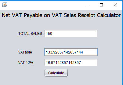 VAT Sales Receipt Calculator using Java