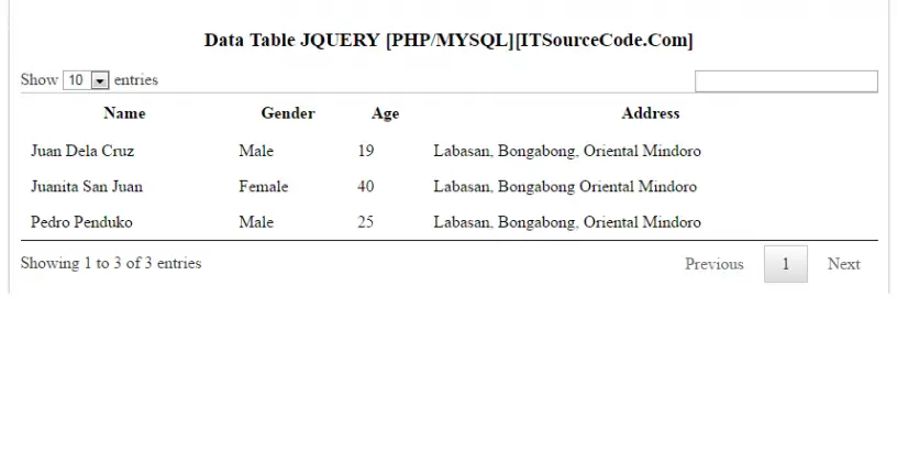 DataTable JQuery Plug-in Using PHP MySQL With Source Code - 2022