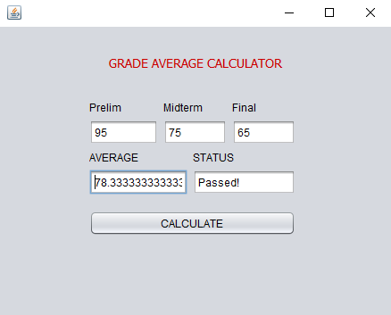 Grade Average Calculator using Java