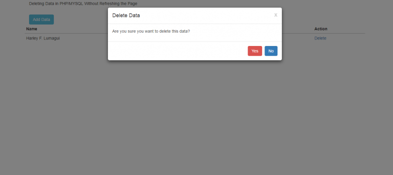 Delete Data In PHP & MYSQL without Refreshening Page.