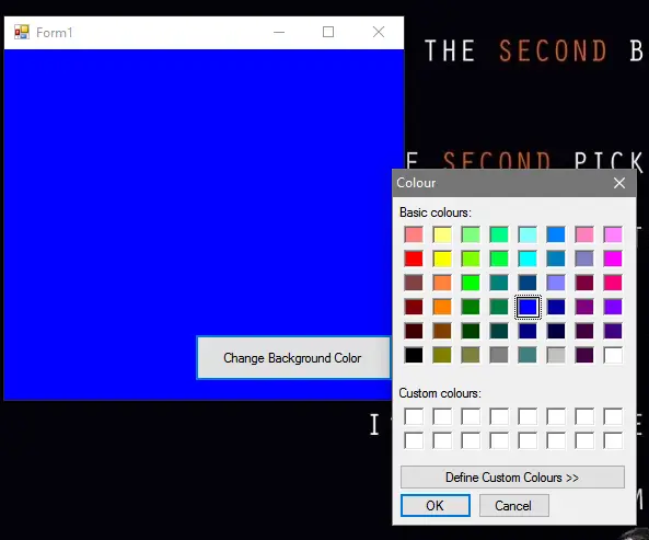 Change Background Color Using Color Dialog in VB.Net