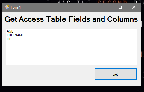 How to Get MS Access Table Fields or Columns in VB.Net