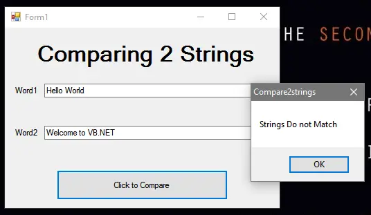 Comparing Two Strings Using VB.Net