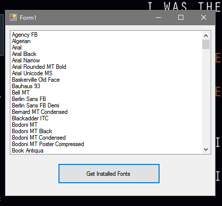 Get List of Installed Fonts Using ListBox in VB.Net
