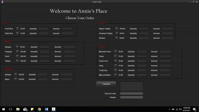 Simple Restaurant Management System using Java