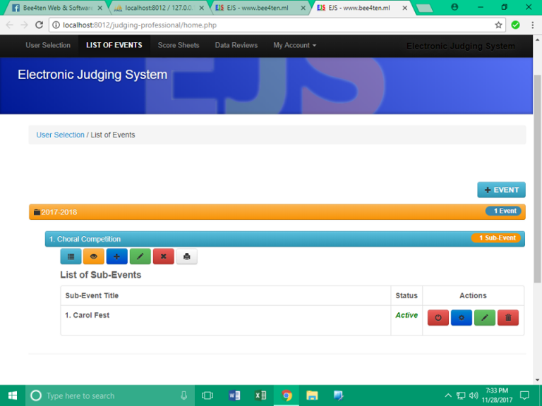 Electronic Judging System with Text-Poll