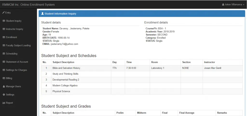 school management System project in php