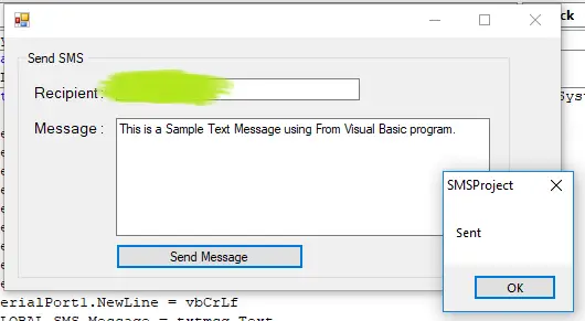send text message vb.net Sample Send