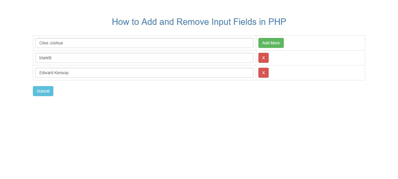 How to Add and Remove Input Fields in PHP