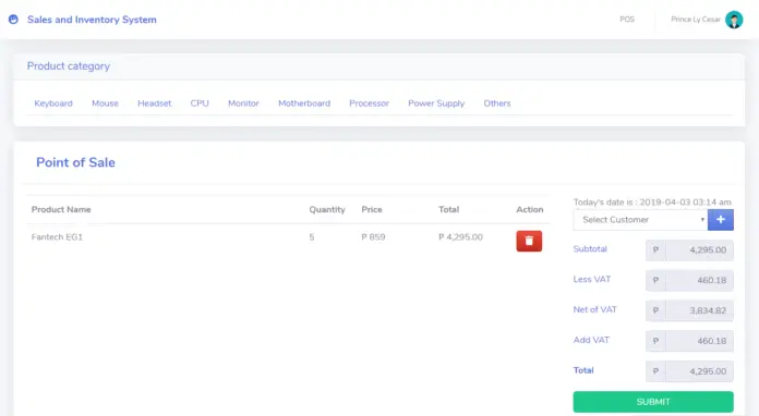 Sales and Inventory System in PHP and MYSQL With Source Code