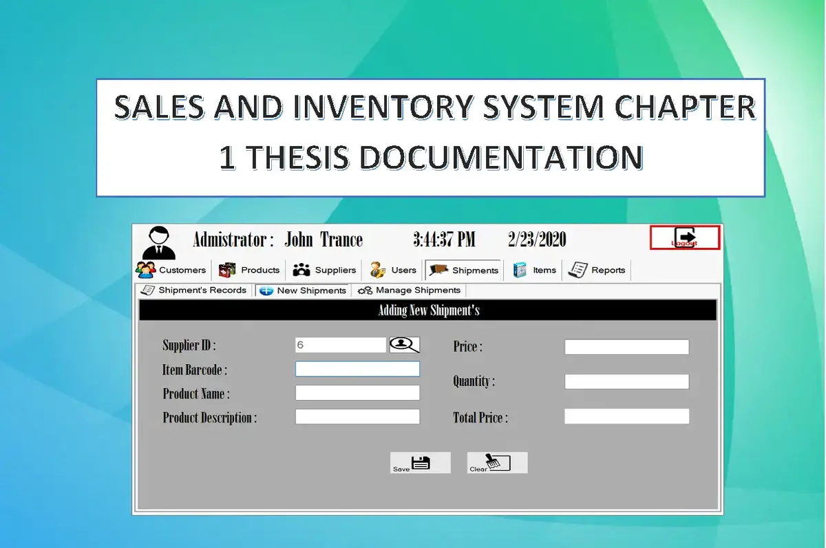 sales inventory system sample