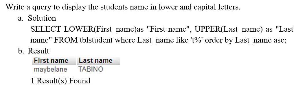 Select Statements using Different functions