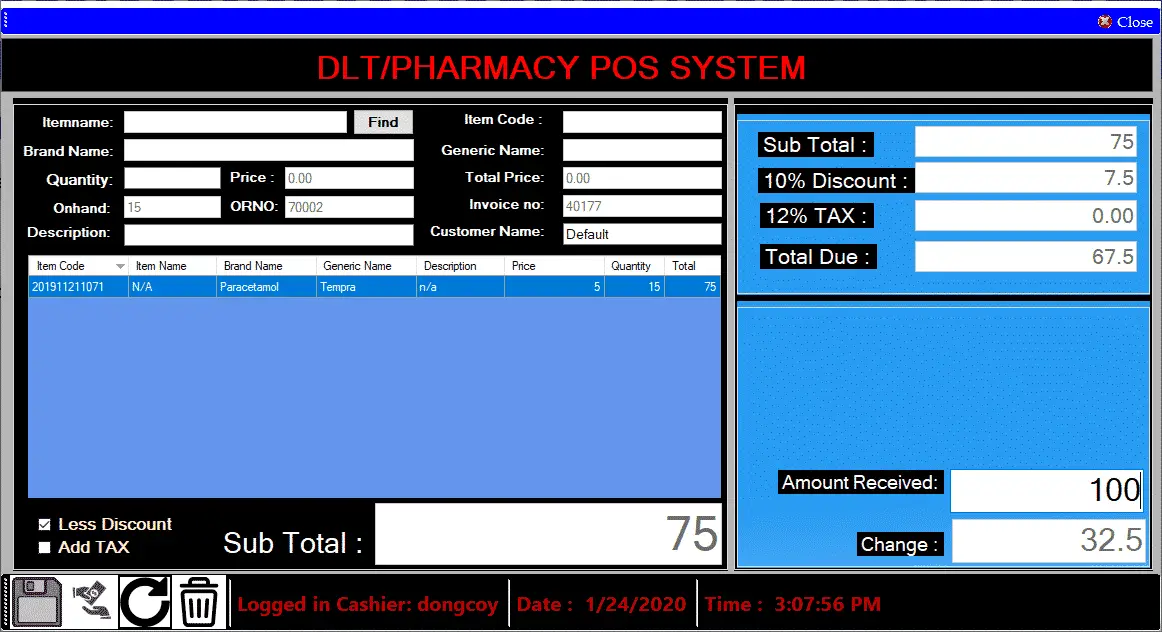 Pharmacy Management System Project using Vb.Net