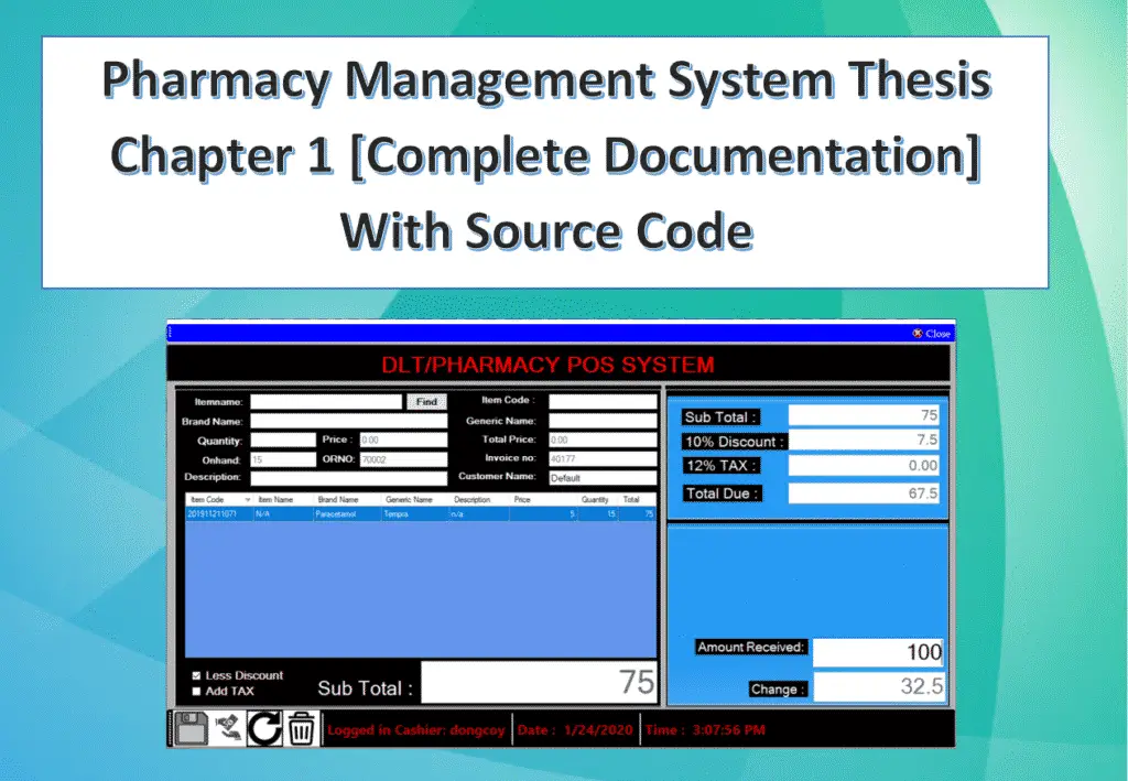 [DOC] Pharmacy Management System Thesis Chapter 1