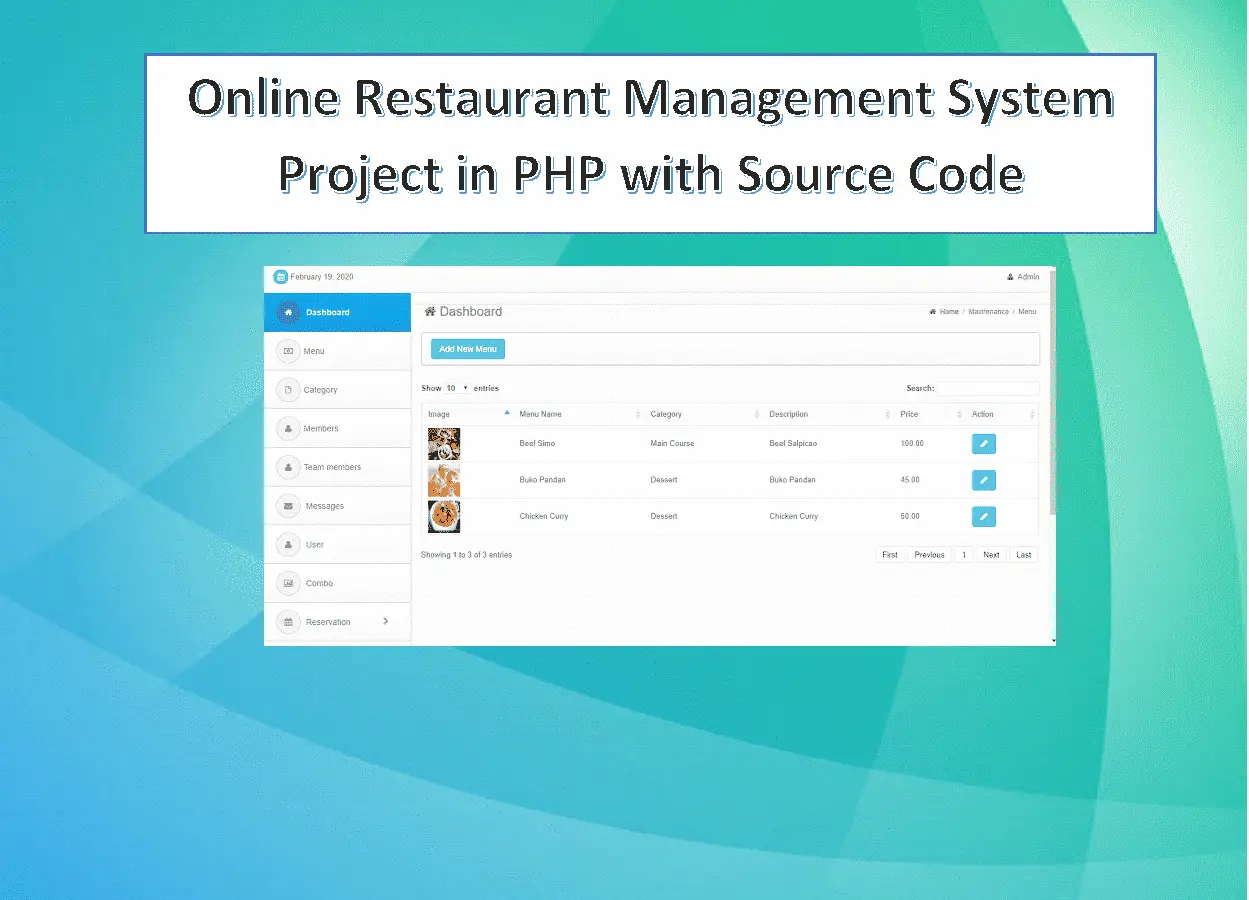 Online Restaurant Management System Project in PHP with Source Code