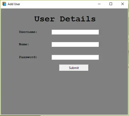 Library Management System Project Add New User