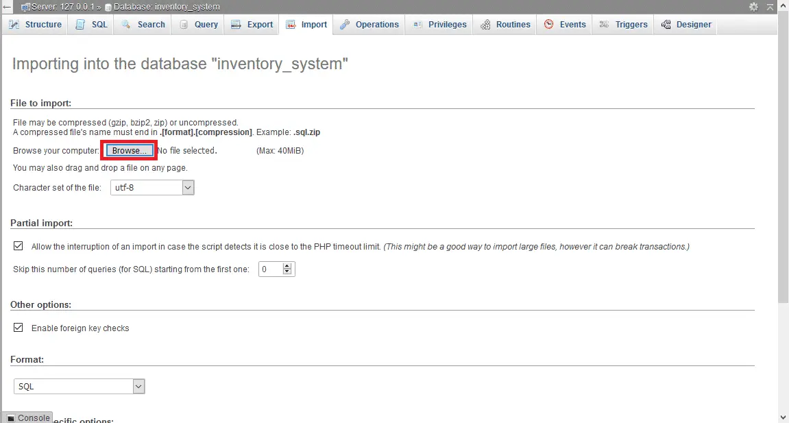 inventory management system project import database