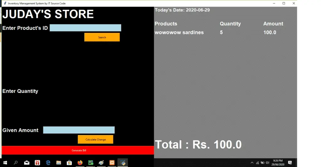 Inventory Management System Project Display Order