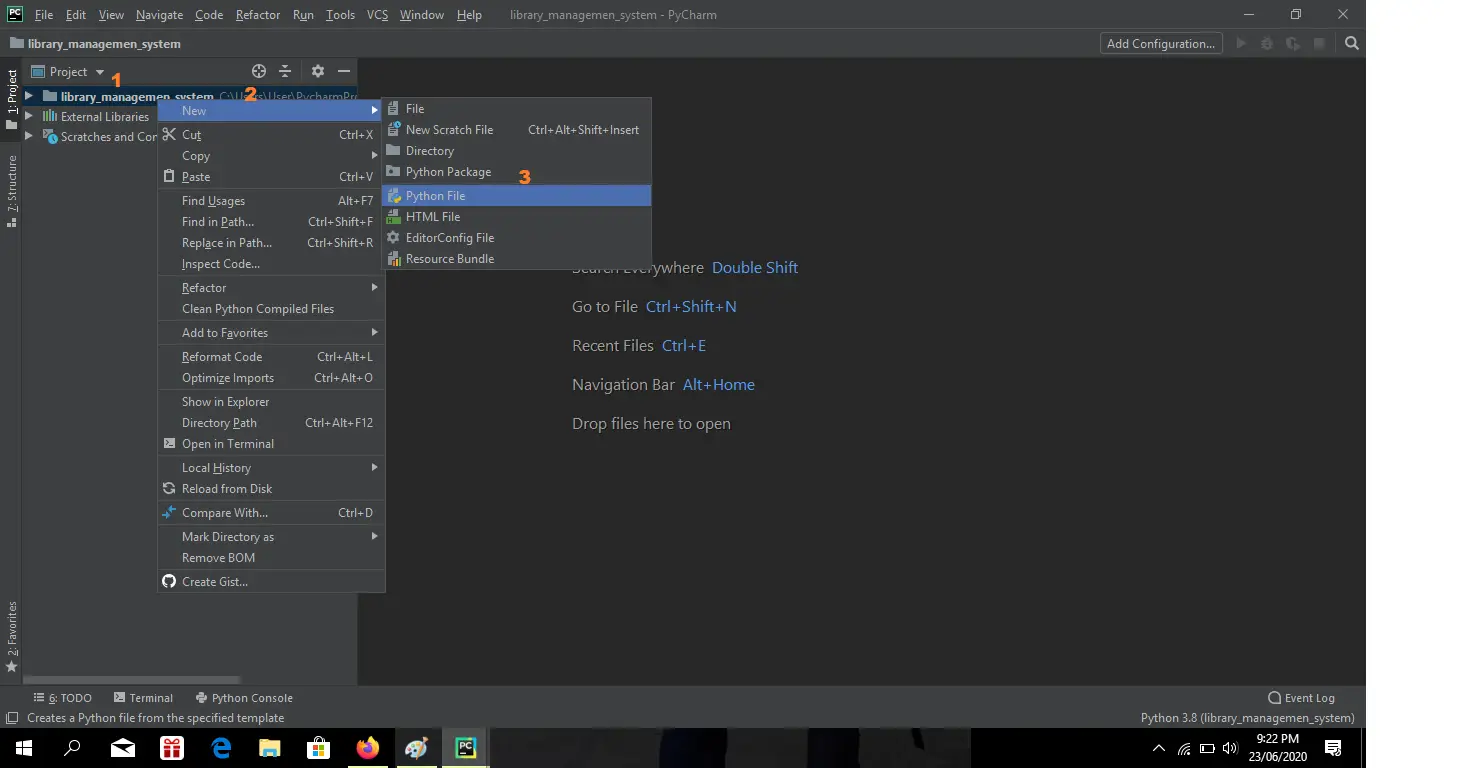 library management system in python create python file