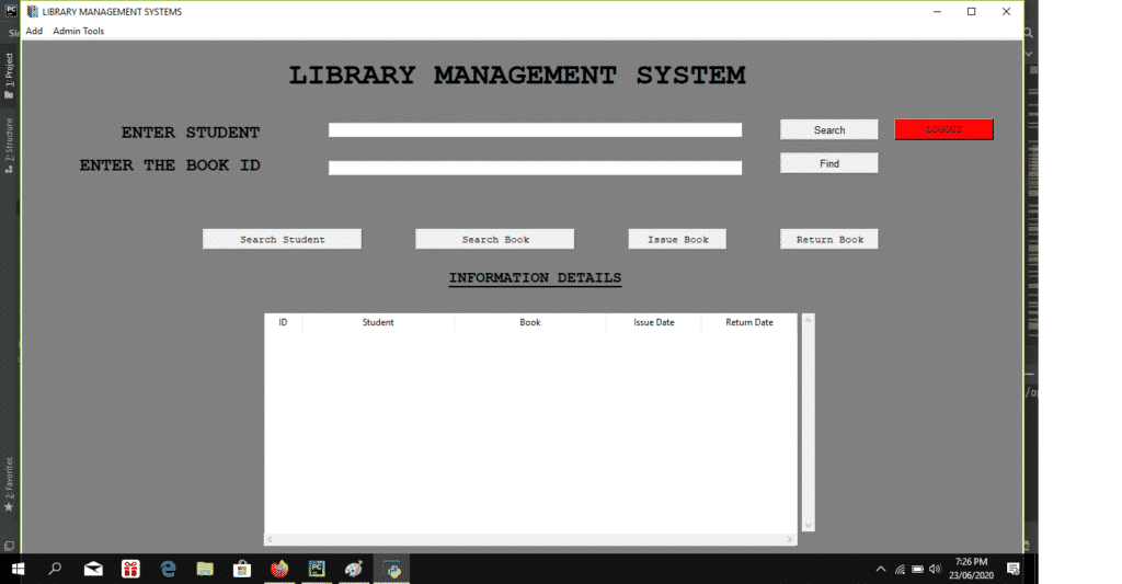 Library Management System Project Main Module