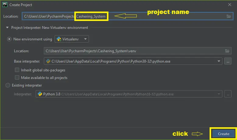 create new project in point of sale system in python