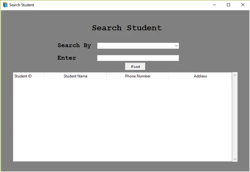 Library Management System Project Search Student