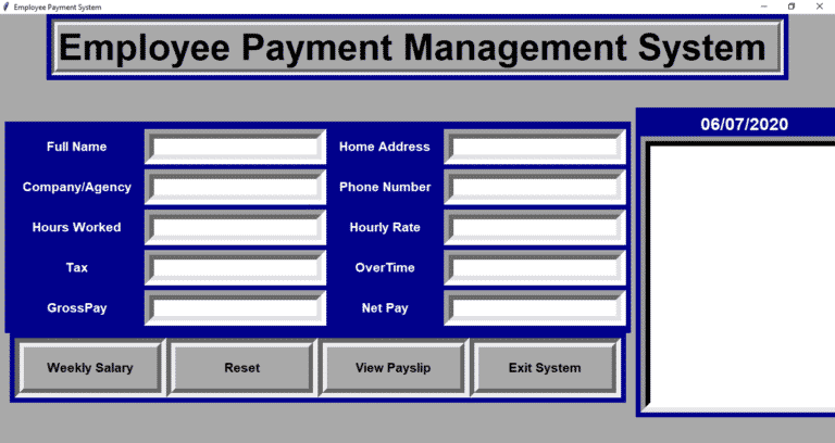 Employee Payment Management System Project In Python