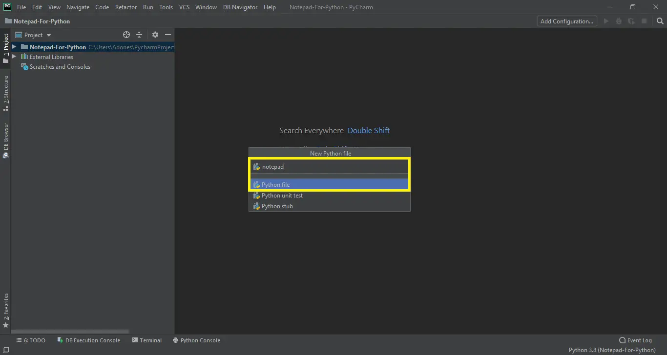 Naming Python file for Notepad