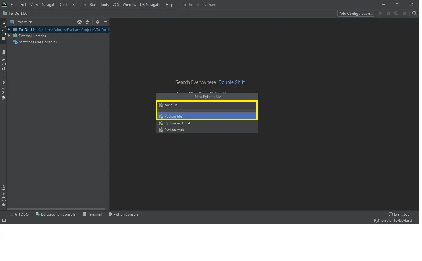 Naming a file Name in To do list in python