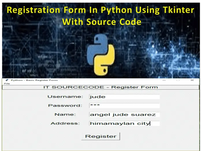 Registration Form In Python Using Tkinter With Source Code Video 9192